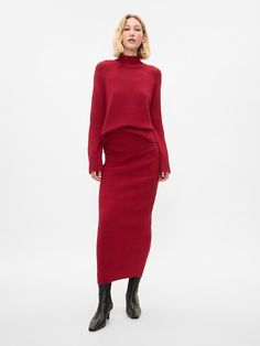 CashSoft Rib Maxi Sweater Skirt Ribbed Dress Outfit, Dramatic Clothes, Long Knit Skirt, Loft Outfits, Skirt Matching Set, Long Midi Skirt, Maxi Sweater, Sweater Skirt Set, Holiday Outfits Women