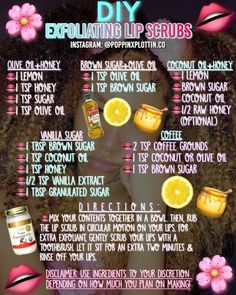 P i n t e r e s t : rachaelgbolaru17 Diy Lip Scrub, Lip Scrub Recipe, Exfoliating Lip Scrub, Lip Scrub Diy, Lip Scrubs, Lip Exfoliator, Clear Skin Tips, Beauty Tips For Glowing Skin, Diy Scrub