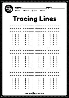 a worksheet for practicing lines with the name dot and an image of a dotted line