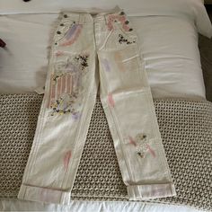 Super Cute Jeans, Never Worn Nwt Jeans Love, Cute Clothes, Free People Jeans, Cute Jeans, Jeans Color, Colored Jeans, Pink White, Women's Jeans, Womens Bottoms