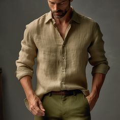 Embody the ethos of luxury craftsmanship with our SUNNY Pure Linen Shirt. Expertly handmade from the highest quality pure linen fabric in different shades of Linen Yellows, this sustainable and ethically sourced shirt is an essential for sophisticated summer-wear. It features advanced sizing and natural button options, crafted to create the perfect fit and delivered in a dazzling summer yellow hue. Yellow Linen Shirt, Linen Shirt Outfit, Linen Men, Mens Casual Dress Outfits, Linen Shirt Men, Mens Linen, Mens Casual Dress, Men Fashion Casual Outfits, Casual Clothes