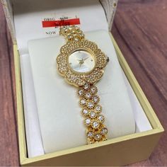 Brand New And Working Buy Ladies Ring Watch, Ladies Chunky Watches, Gold Watches For Women Jewelry, Jewelled Watches, Women Watches Classy Elegant, Women Watches Classy, Gold And Silver Watch, Charm Bracelet Watch, Multi Chain Bracelet