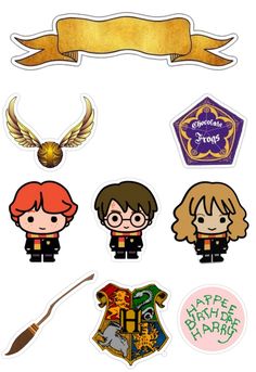 harry potter stickers are shown on a white background