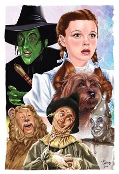 the wizard and his friends are depicted in this collage with their faces painted green