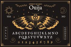 an old fashioned alphabet with a moth on it's back and the words ouja written