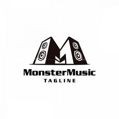 the logo for monster music tagline, which is designed to look like two speakers