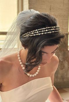 Get ready to shine like the stars with our Janine Headband - Featuring 3 Bands, adorned with lustrous Swarovski crystals and pearls. It's a head-turning celestial show that adds a touch of magic to your bridal look! Pearl Headband, Wedding Hair Accessories, Bridal Looks, Wedding Accessories, Wedding Hairstyles, Swarovski Crystals, Hair Accessories, Crystals, Hair