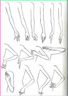 a drawing of hands and legs in different positions