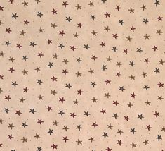 a beige background with red and black stars on it