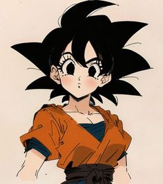 an anime character with black hair and orange shirt