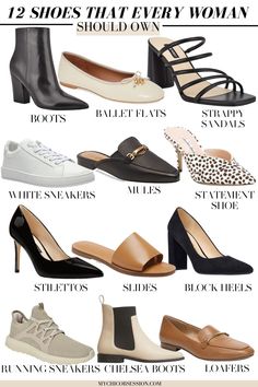 Have you been feeling like your shoe collection is a little lacking lately? Your shoes can take your outfit from day to night and completely change your outfit aesthetic. If you’re struggling to put together outfits, it could be that you don’t have the right pairs! Shoes are a girl’s best friend and life-long investment. I believe there are 12 shoes every woman should own that will provide you with endless outfit ideas for every occasion. Here they are! Classic Shoes Women, Chique Outfit, Timeless Shoes, Style Casual Chic, Chic Shoes, Wardrobe Outfits