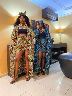 Ankara Kimono & Shorts With Headwrap /plus Size Kimono/african Print Duster/african Clothing for Women /oversized Kimono - Etsy Kimono With Shorts, Oversized Kimono, Plus Size Kimono, Cheap Fabric, Yellow Shorts, Lovely Clothes, Womens Jackets, African Clothing