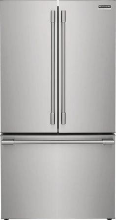 a stainless steel refrigerator freezer with two doors