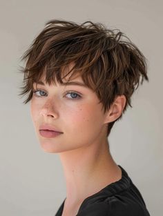 Sophisticated Pixie Haircut, Shixie Haircut Girl, Chic Pixie Haircut, Pixie Haircut With Bangs, Pixie Haircuts With Bangs, Pixies Haircut, Asymmetrical Pixie Haircut, Haircut Girl, Pixie Haircut Styles