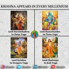 the four avatars of lord krishna appears in every millennium