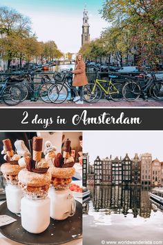 there are two pictures with the words 2 days in amsterdam