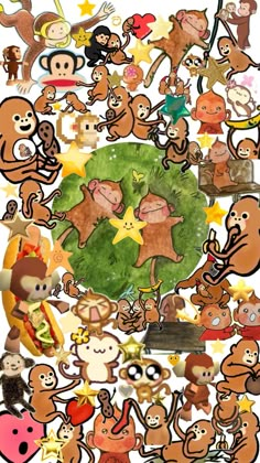 a bunch of monkey stickers that are all over the place