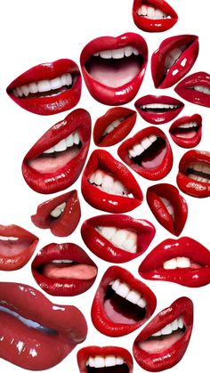 many different types of red lips with white teeth