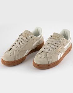 REEBOK Club C Grounds UK Womens Shoes - BEIGE | Tillys Shoes For Vintage Outfit, Cute Vintage Sneakers, Men’s Platform Shoes, Womens Lifestyle Sneakers, Reebok Club C Grounds, Fall Shoes 2024, Casual Fall Shoes, Club C 85 Vintage Shoes, Womens Platform Shoes