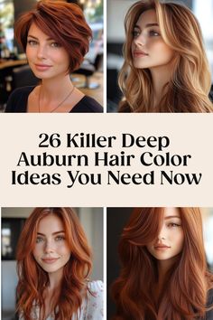 26 stunning deep auburn hairstyles showcased on different hairstyles.