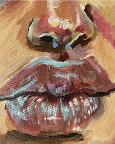 an oil painting of a woman's lips