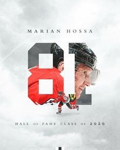 the number nine hockey player is shown in this poster