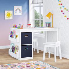 a child's desk and chair in a room