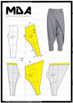 the sewing pattern is shown for men's pants and leggings, which are also