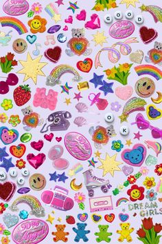 a bunch of different types of stickers on a white surface with the words dream girl