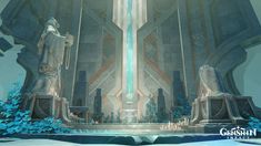 an image of a sci - fi environment with statues