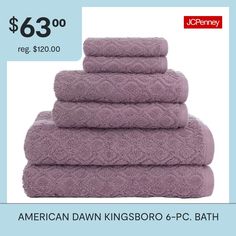 towels are stacked on top of each other with the price tag $ 6 00 reg $ 120 00