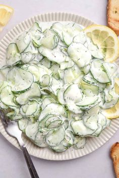 Fresh, light, healthy cucumber yogurt salad. Greek Yogurt Cucumber Salad, Cucumber Salad With Yogurt, Cucumber Yogurt Salad, Calming Food, Greek Cucumber, Greek Cucumber Salad, Yogurt Salad, Cucumber Noodles