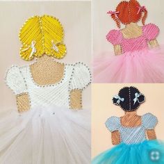 four different types of sequins on tulle