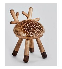 Bambi Chair - Onske Child Table, Fur Chair, Woodland Animal, Childrens Furniture, Kids Chairs, Solid Walnut, Wood Construction, Danish Design, Kids Furniture