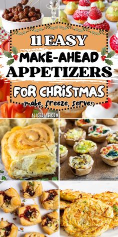 Keep Christmas stress low with these easy, make-ahead appetizers. Prep and freeze them in advance for tasty holiday treats without the last-minute rush. Bitesize Appetizers, Thanksgiving Easy Recipes, Christmas Party Finger Foods, Easy Holiday Snacks, Easy Christmas Appetizers, Xmas Appetizers, Make Ahead Christmas Appetizers, Holiday Appetizers Christmas, Easy Make Ahead Appetizers