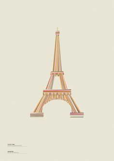 the eiffel tower in paris, france is shown on a light gray background