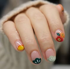 Fruit Nail, Bella Nails, Fruit Nail Art, Minimal Nails Art, Hello Nails, Hippie Nails, Colorful Nail, Subtle Nails, Happy Nails