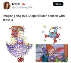 an image of a cartoon character on twitter with the caption imagine going to a chapel ron concert with these 3