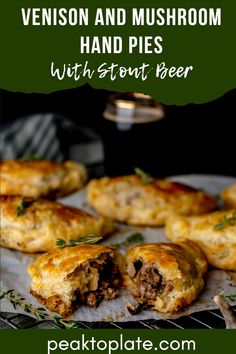 Fancy Venison Recipes, Venison Hand Pies, Venison Stuffed Mushrooms, Wild Game Appetizers, Elk Dinner Recipes, Best Venison Recipes, Venison Meat Pie, Wild Game Recipes Deer, Healthy Venison Recipes