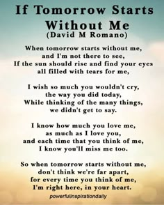 a poem with the words if tomorrow starts without me