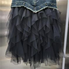 This stylish Ruffle Mesh Denim Midi Skirt is a must-have for any fashion-forward wardrobe. Its unique design combines ruffles with mesh and denim, creating a one-of-a-kind look that is both elegant and edgy. With its flattering midi length, this skirt is perfect for any occasion. DecorationZip Up , Button , PocketsStyleSexy & ClubFabric TypeDenim , MeshMaterialCotton , SpandexPattern TypePatchworkSeasonSpring / Autumn , SummerTypeSkirtFabricSlight Stretch SIZE US UK EU AU S 2-4 4-6 36 4-6 M 6-8 Spring Party Denim Skirt, Summer Denim Blue Ruffled Skirt, Spring Party Stretch Denim Skirt, Denim Blue Ruffled Skirt For Spring, Spring Denim Blue Skirt With Ruffles, Denim Skirts, Denim Midi Skirt, Midi Length, Denim Skirt