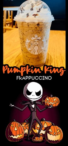 pumpkin king frappuccino with jack o lantern