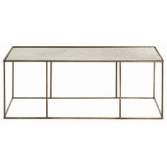 a coffee table with a glass top and metal frame, against a white background that has no people in it