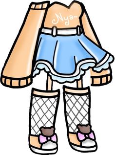 a drawing of a girl with her hands on her head, wearing boots and a skirt