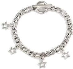 Casual Star-shaped Jewelry For Parties, Casual Charm Bracelet For Party, Metal Charm Bracelet With Star Charm, Trendy Silver Star Bracelet, Casual Star Charm Jewelry, Star Jewelry With Lobster Clasp, Trendy Star Charm Bracelet, Trendy Silver Star Charm Bracelet, Trendy Metal Charm Bracelet With Star Charm