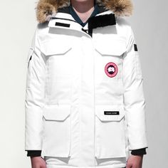 Canada Goose Expedition Fusion Fit This Is Fusion Fit, Not The Regular Expedition Xs(Extra Small) White Never Worn Except Try On The Model In The Photo Is 5'5'', 110lbs (The Sleeves Seems A Bit Short On Her) Fake Canada Goose Jacket, Winter Jackets Canada Goose, Canada Goose Fusion Fit, Canada Goose Jacket Grey, Canada Goose Expedition Parka, Canada Goose Women, Middle Eastern Fashion, Coyote Fur, Snow Skirt