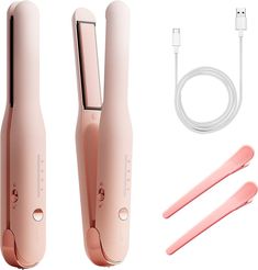 1 Inch Cordless Type-C Rechargeable Mini Hair Straightener, 2 in 1 Portable Travel Flat & Curling Iron, Wireless Straightener for All Types with 4000mA Battery & Adjustable Temp (Pink) Description √【Cordless Hair Straightener】: cordless hair straightening iron avoid wire entanglement problems of traditional curling irons. When you finish the hair styling, you'll no longer have to worry and be unhappy about the tangle of knotted threads. √【Quick Rechargeale Battery】: travel flat iron adapt 4000mA Wireless Straightener, Wireless Hair Straightener, Travel Flat Iron, Cordless Hair Straightener, Cordless Iron, Mini Hair Straightener, Travel Flats, Hair Straightening Iron, Straightening Brush