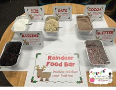 the reindeer food bar is ready to be served at christmas parties and other celebrations,