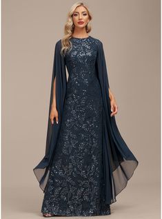 JJ's House Sequin Chiffon Scoop Fall Spring Summer Winter Sheath/Column Plus General No Leg Slit Back Zip Scoop Sparkle & Shine Night Out Black Tie Dark Navy Height:5.8ft（176cm） Bust:32in（82cm）Waist:24in（61cm）Hips:35in（89cm） No Floor-Length Blue Model Name:Maria  He. #JJ's House #Sequin #Chiffon #Scoop #Fall #Spring #Summer #Winter #SheathColumn #Plus #General #NoLegSlit #BackZip #Scoop #Sparkle&Shine #NightOut #BlackTie #DarkNavy #No #FloorLength #Blue Womens Dress Coats, Sequin Evening Dress, Mother Of The Bride Dresses Long, Luxurious Dresses, Fall Wedding Guest Dress, Cheap Evening Dresses, Dresses Formal Elegant, Sequin Evening Dresses, Mob Dresses