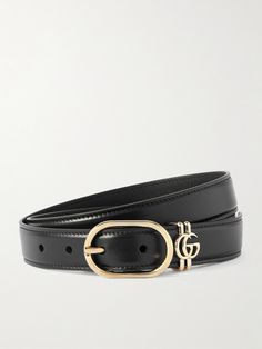 Gucci's leather belt features the label's interlocking 'GG' hardware in place of traditional loops. Use it to cinch the waist of your blazer or high-rise jeans. Gucci Leather Belt, Winter Work Wear, Cinch Bag, Raffia Bag, Gucci Leather, Belt Shop, Gucci Accessories, Gucci Belt, Gucci Black